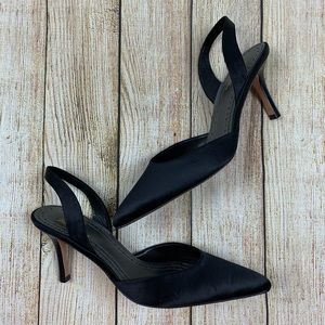 Brooks Brothers Black Satin Slingback Heels